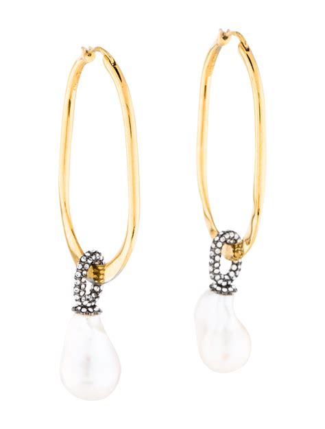 celine baroque pearl hoop earrings|Celine.